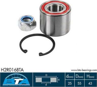 BTA H2R016BTA - Wheel hub, bearing Kit autospares.lv