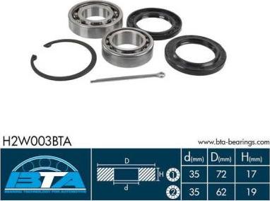 BTA H2W003BTA - Wheel hub, bearing Kit autospares.lv
