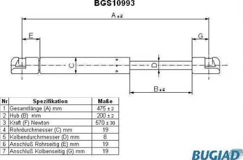 Bugiad BGS10993 - Gas Spring, boot, cargo area autospares.lv