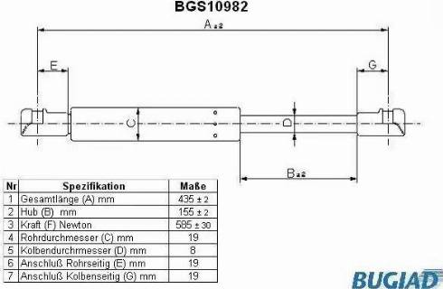 Bugiad BGS10982 - Gas Spring, boot, cargo area autospares.lv