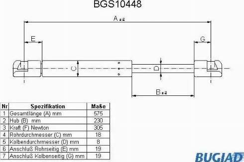 Bugiad BGS10448 - Gas Spring, boot, cargo area autospares.lv