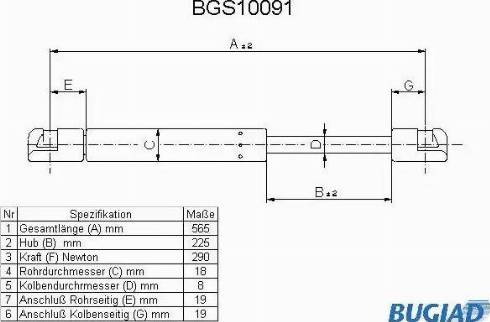 Bugiad BGS10091 - Gas Spring, boot, cargo area autospares.lv