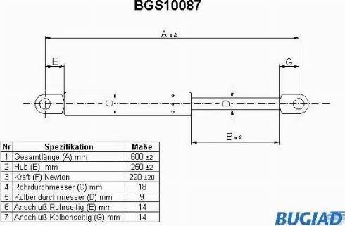 Bugiad BGS10087 - Gas Spring, boot, cargo area autospares.lv