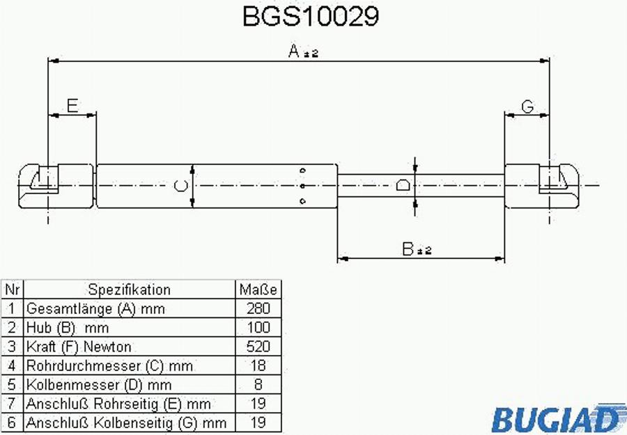 Bugiad BGS10029 - Gas Spring, boot, cargo area autospares.lv