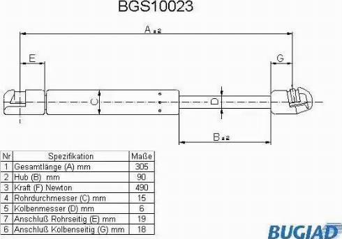 Bugiad BGS10023 - Gas Spring, boot, cargo area autospares.lv