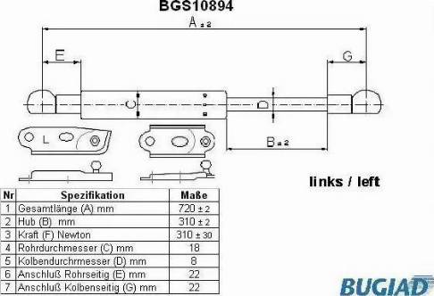 Bugiad BGS10894 - Gas Spring, boot, cargo area autospares.lv