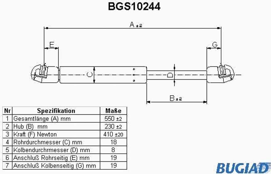 Bugiad BGS10244 - Gas Spring, boot, cargo area autospares.lv