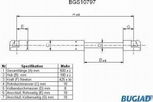 Bugiad BGS10797 - Gas Spring, boot, cargo area autospares.lv