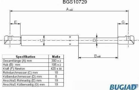 Bugiad BGS10729 - Gas Spring, boot, cargo area autospares.lv