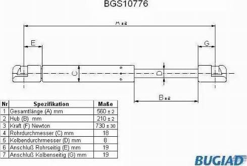 Bugiad BGS10776 - Gas Spring, boot, cargo area autospares.lv