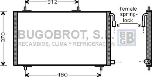 BUGOBROT 62-PE5257 - Condenser, air conditioning autospares.lv