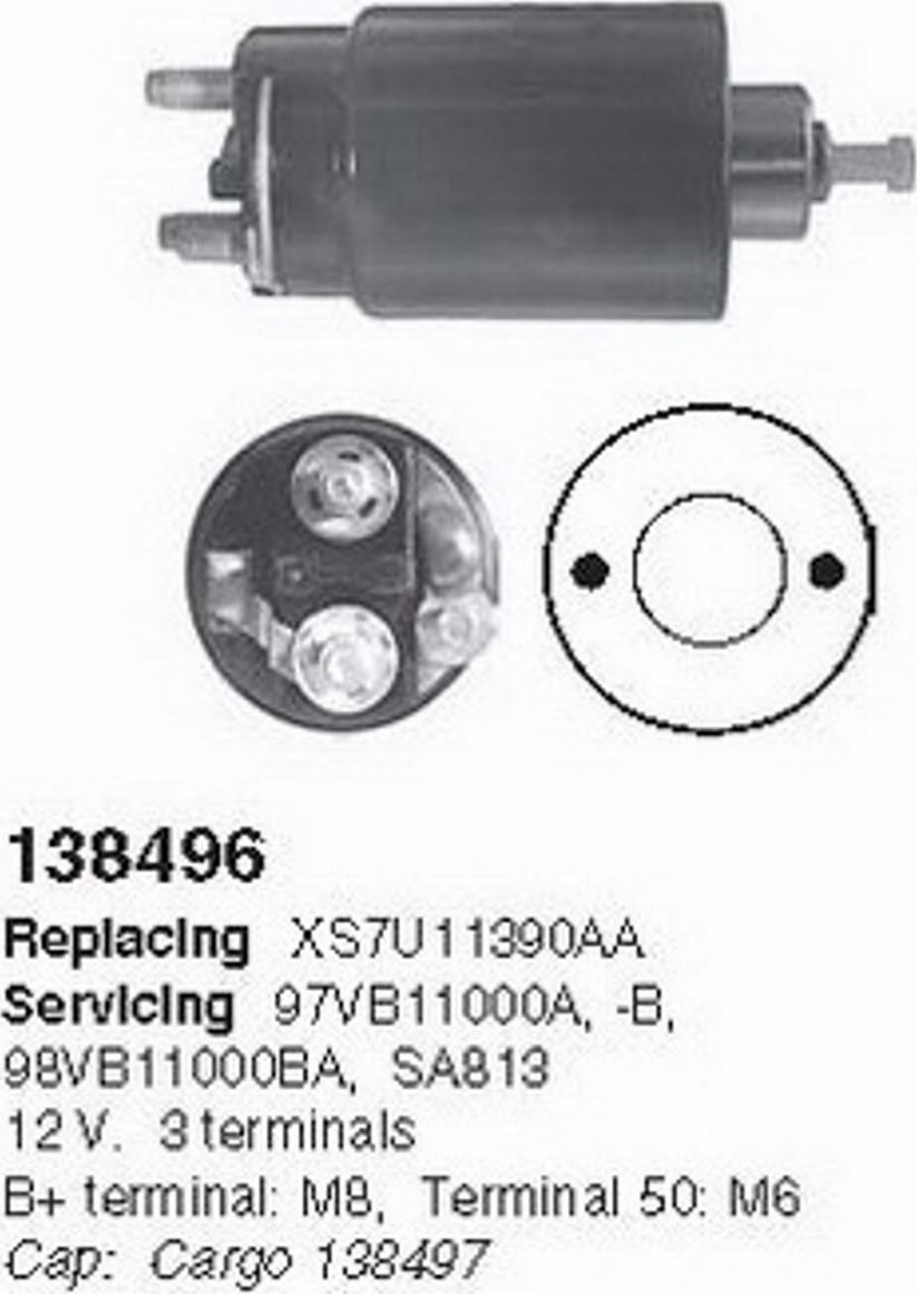 Cargo 138496 - Relay, starter autospares.lv