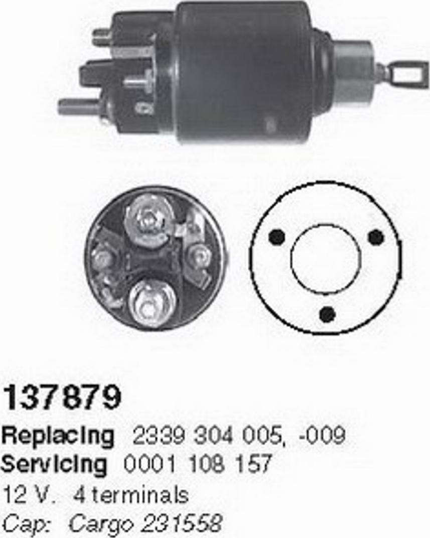 Cargo 137879 - Solenoid Switch, starter autospares.lv