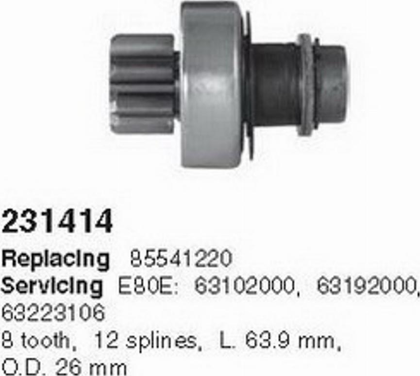 Cargo 231414 - Pinion, bendix, starter autospares.lv