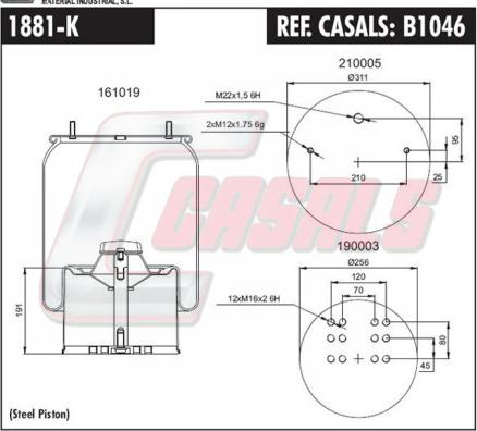 Casals B1046 - Bellow, air suspension autospares.lv