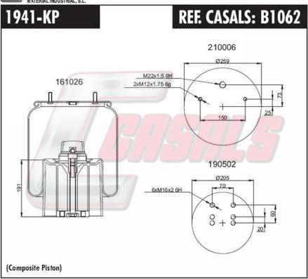 Casals B1062 - Bellow, air suspension autospares.lv
