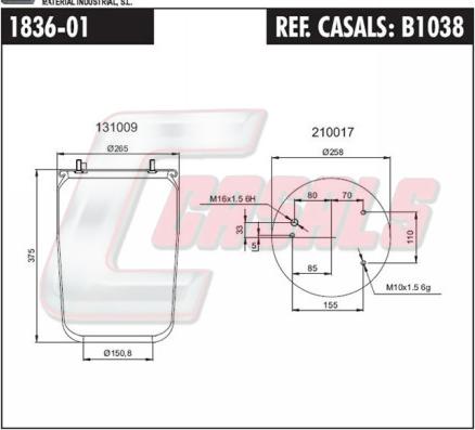 Casals B1038 - Bellow, air suspension autospares.lv