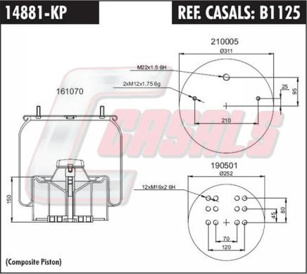 Casals B1125 - Bellow, air suspension autospares.lv