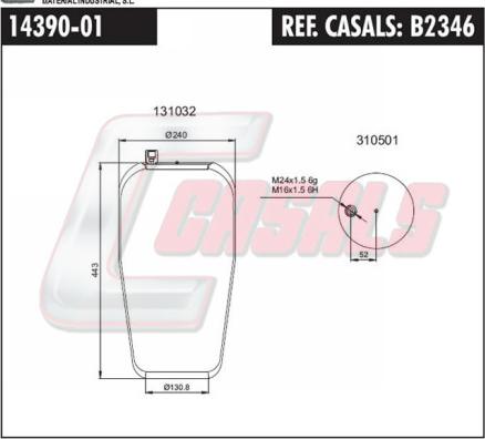 Casals B2346 - Bellow, air suspension autospares.lv