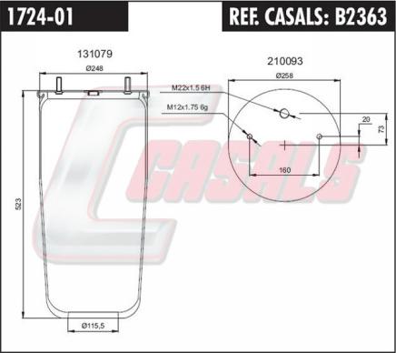Casals B2363 - Bellow, air suspension autospares.lv