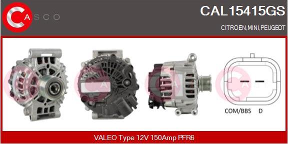 Casco CAL15415GS - Alternator autospares.lv