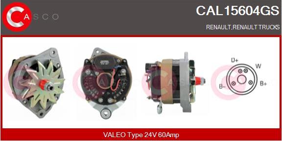 Casco CAL15604GS - Alternator autospares.lv