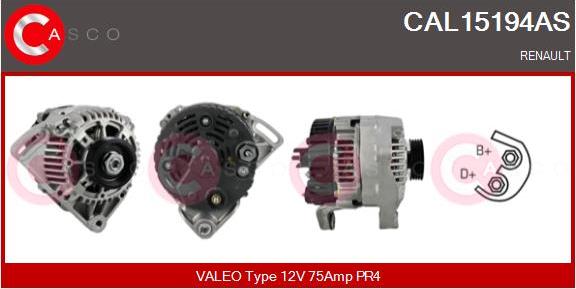 Casco CAL15194AS - Alternator autospares.lv