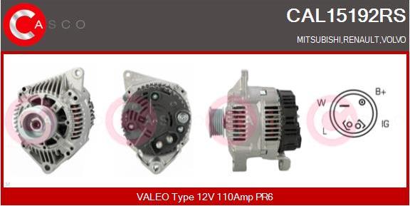 Casco CAL15192RS - Alternator autospares.lv