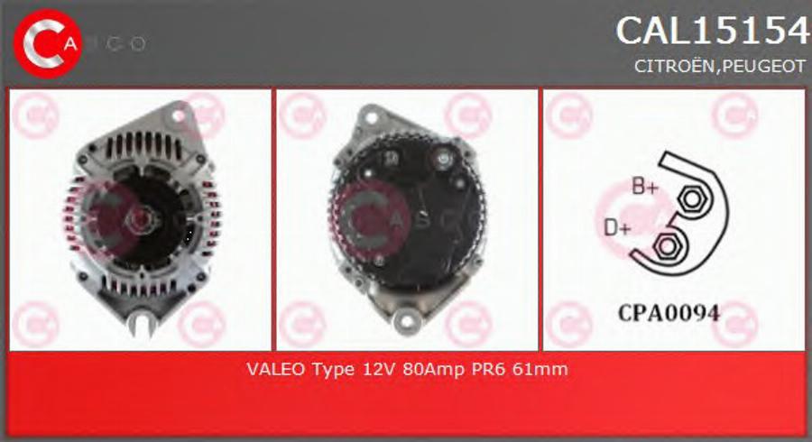 Casco CAL15154 - Alternator autospares.lv