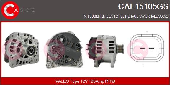 Casco CAL15105GS - Alternator autospares.lv