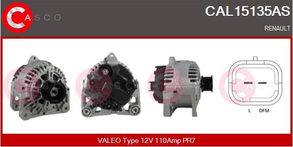 Casco CAL15135AS - Alternator autospares.lv