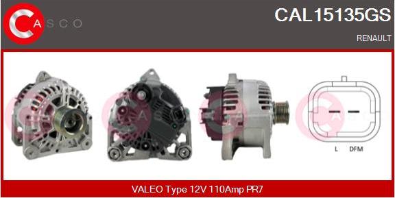 Casco CAL15135GS - Alternator autospares.lv