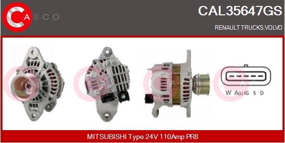 Casco CAL35647GS - Alternator autospares.lv