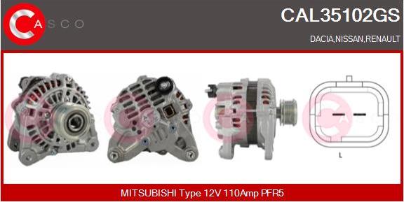 Casco CAL35102GS - Alternator autospares.lv