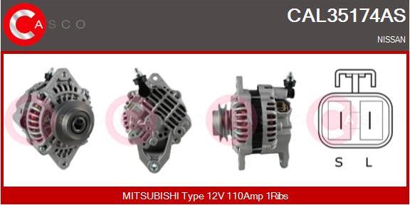 Casco CAL35174AS - Alternator autospares.lv