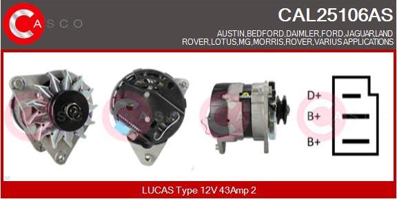 Casco CAL25106AS - Alternator autospares.lv