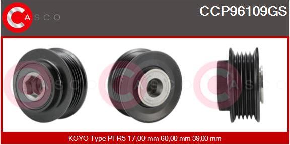 Casco CCP96109GS - Pulley, alternator, freewheel clutch autospares.lv