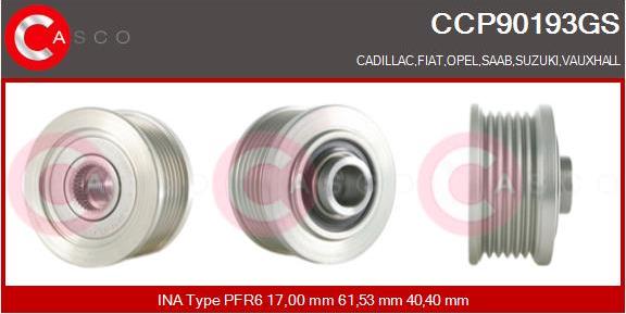 Casco CCP90193GS - Pulley, alternator, freewheel clutch autospares.lv