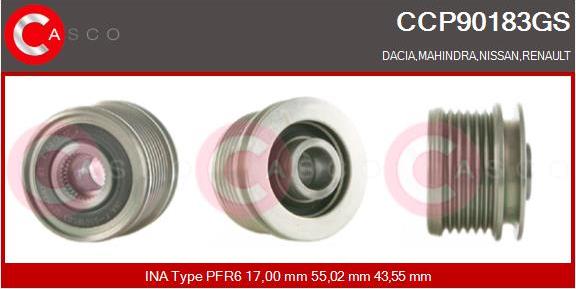 Casco CCP90183GS - Pulley, alternator, freewheel clutch autospares.lv