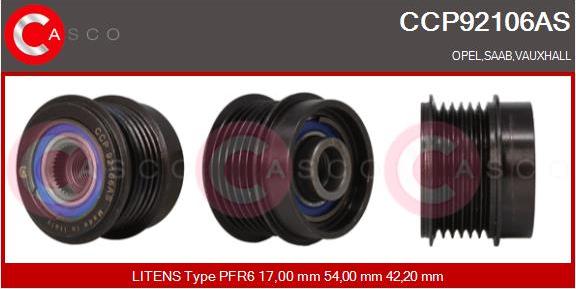 Casco CCP92106AS - Pulley, alternator, freewheel clutch autospares.lv