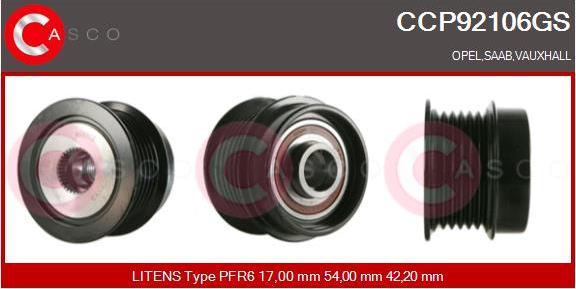 Casco CCP92106GS - Pulley, alternator, freewheel clutch autospares.lv