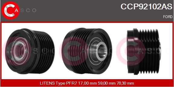 Casco CCP92102AS - Pulley, alternator, freewheel clutch autospares.lv