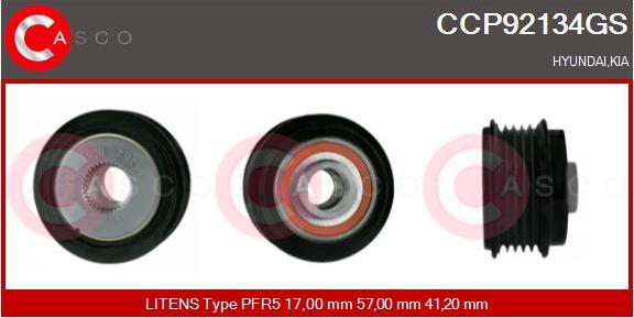 Casco CCP92134GS - Pulley, alternator, freewheel clutch autospares.lv