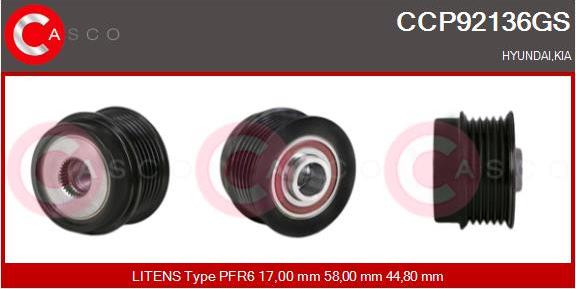 Casco CCP92136GS - Pulley, alternator, freewheel clutch autospares.lv