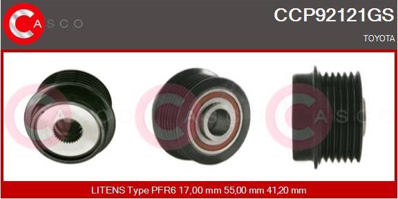 Casco CCP92121GS - Pulley, alternator, freewheel clutch autospares.lv