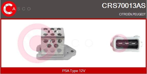 Casco CRS70013AS - Pre-resistor, electro motor radiator fan autospares.lv
