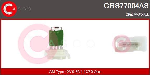 Casco CRS77004AS - Resistor, interior blower autospares.lv