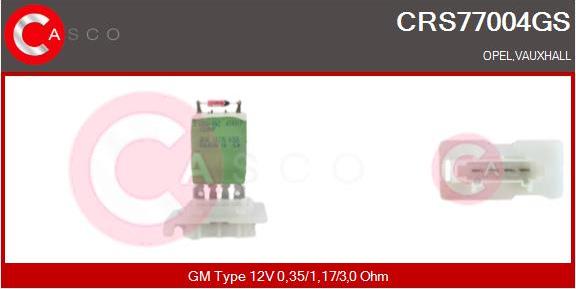 Casco CRS77004GS - Resistor, interior blower autospares.lv