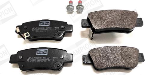 Champion 572606CH - Brake Pad Set, disc brake autospares.lv