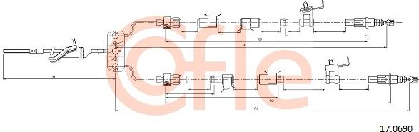 Cofle 17.0690 - Cable, parking brake autospares.lv